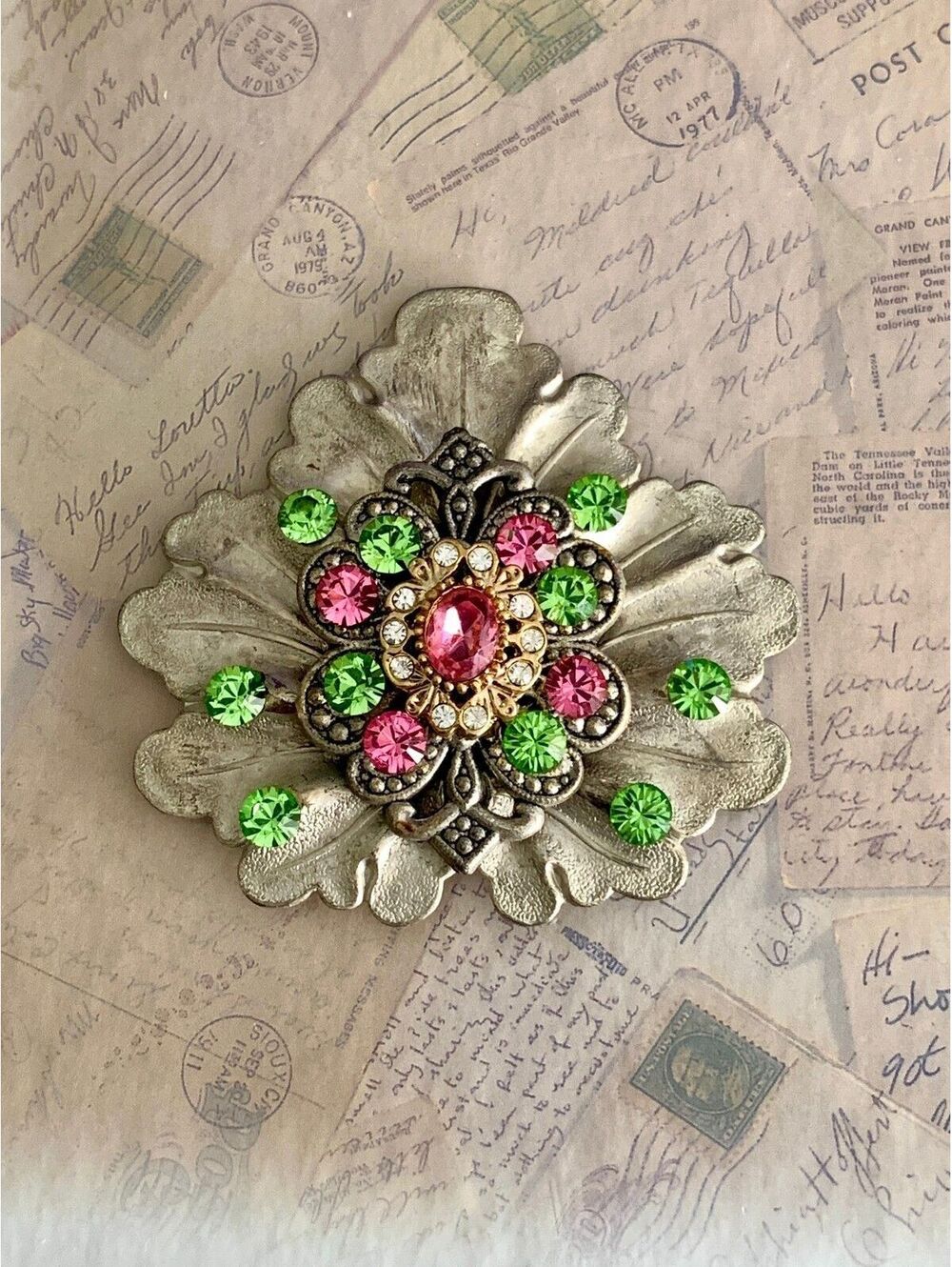 Handmade Magnet Brooch with Swarovski Crystals